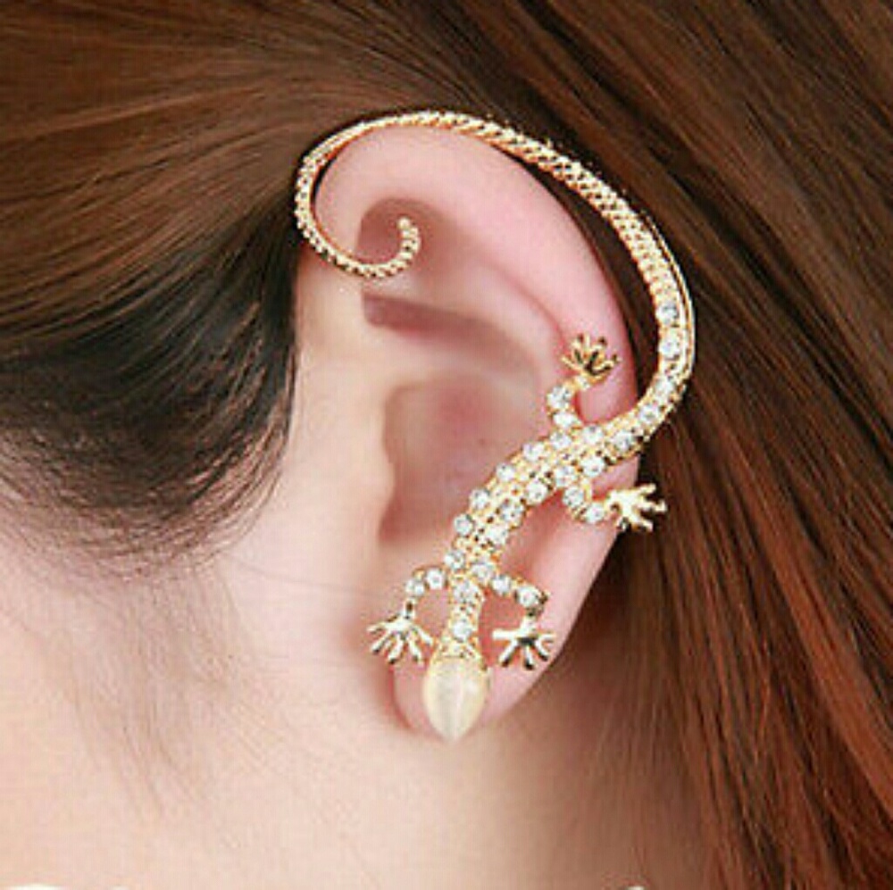 Gecko Ear Cuff Rhinestone Earring NWOT Jewelry / Donation